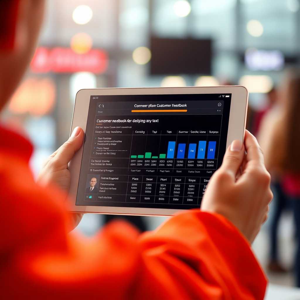 Tablet showing customer feedback chart after deploying TextSupport
