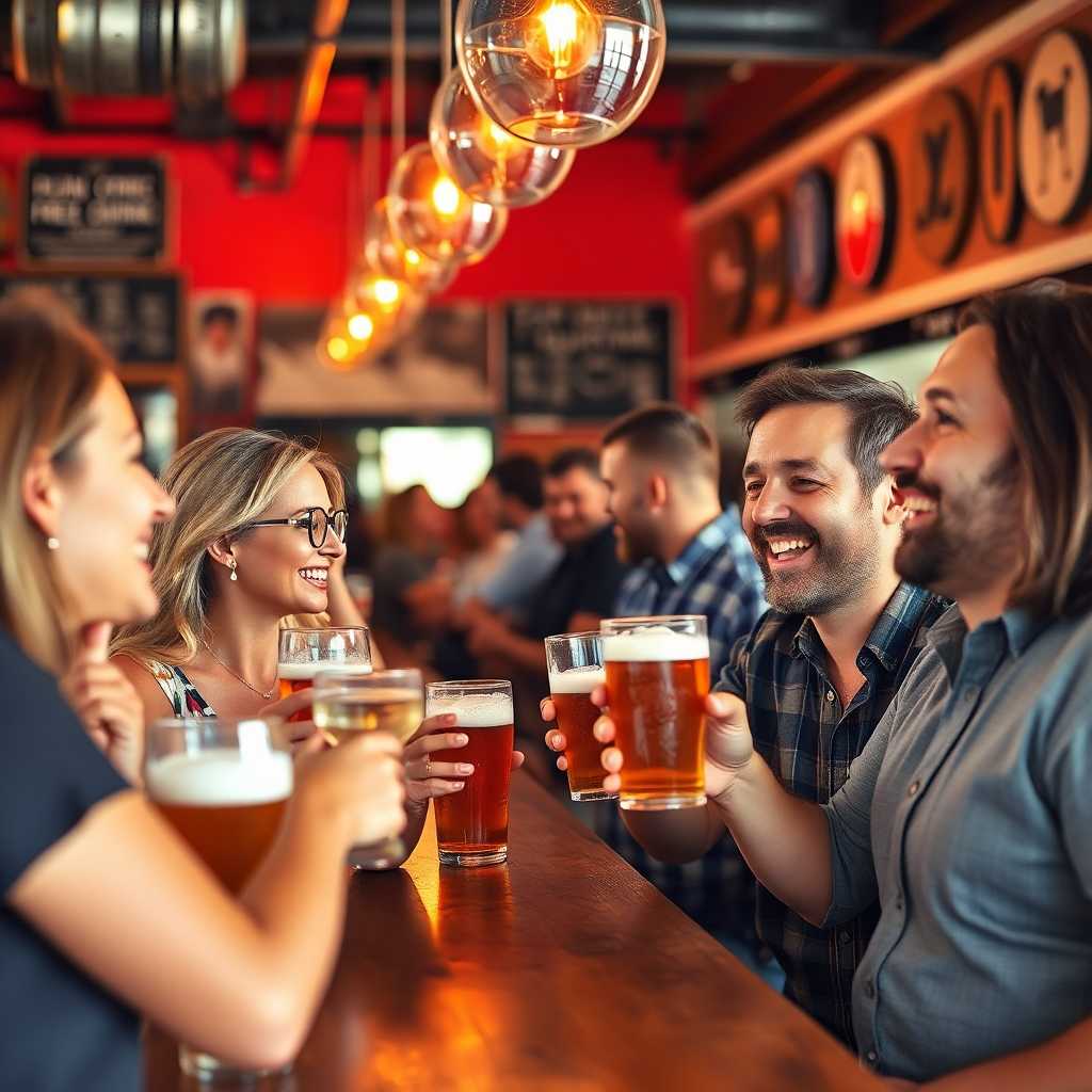 Happy patrons enjoying new craft brews