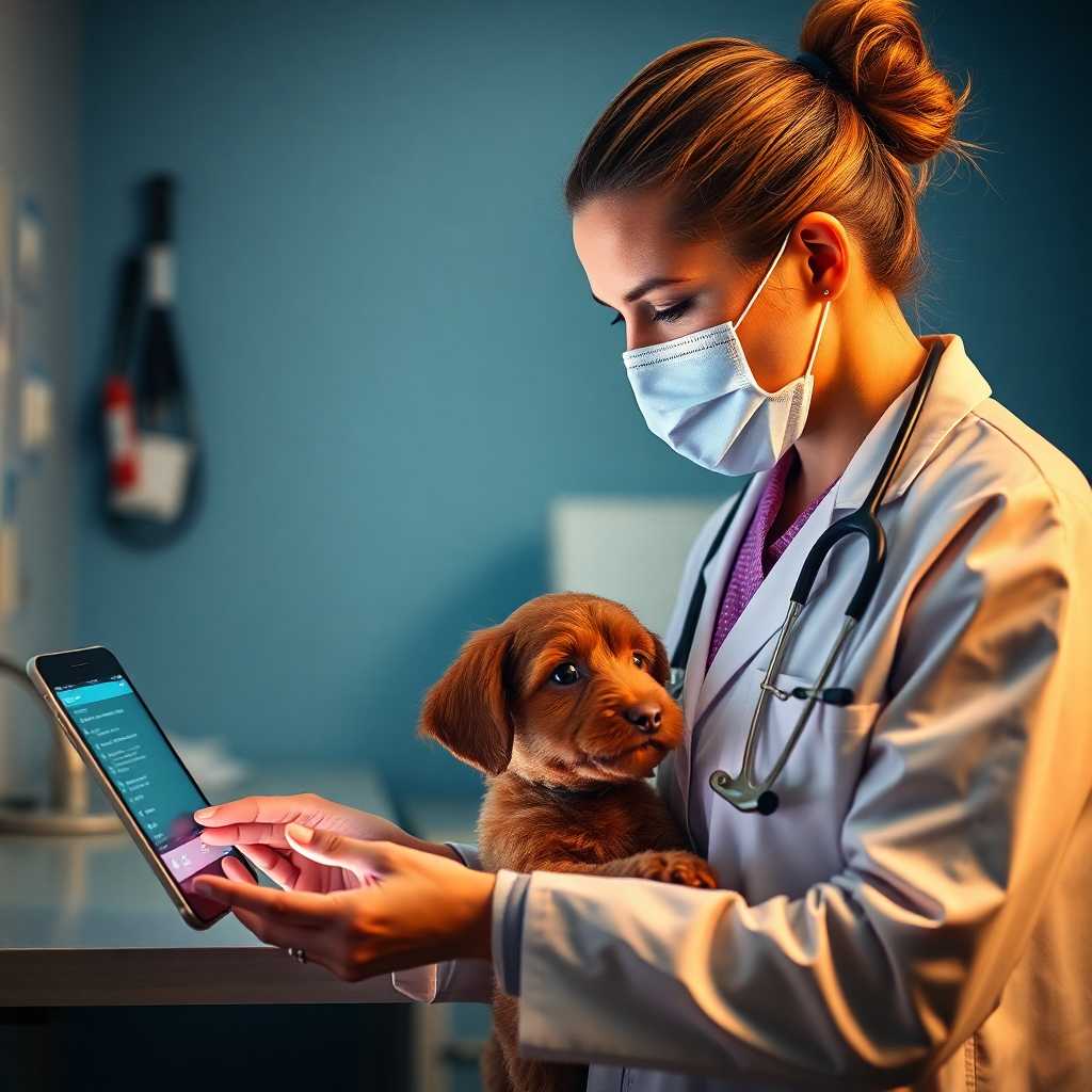 Veterinarian interacting with TextSupport interface