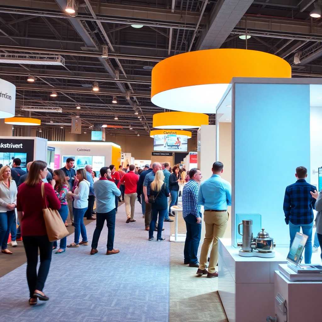 Bustling home show display illustrating high client interaction challenges