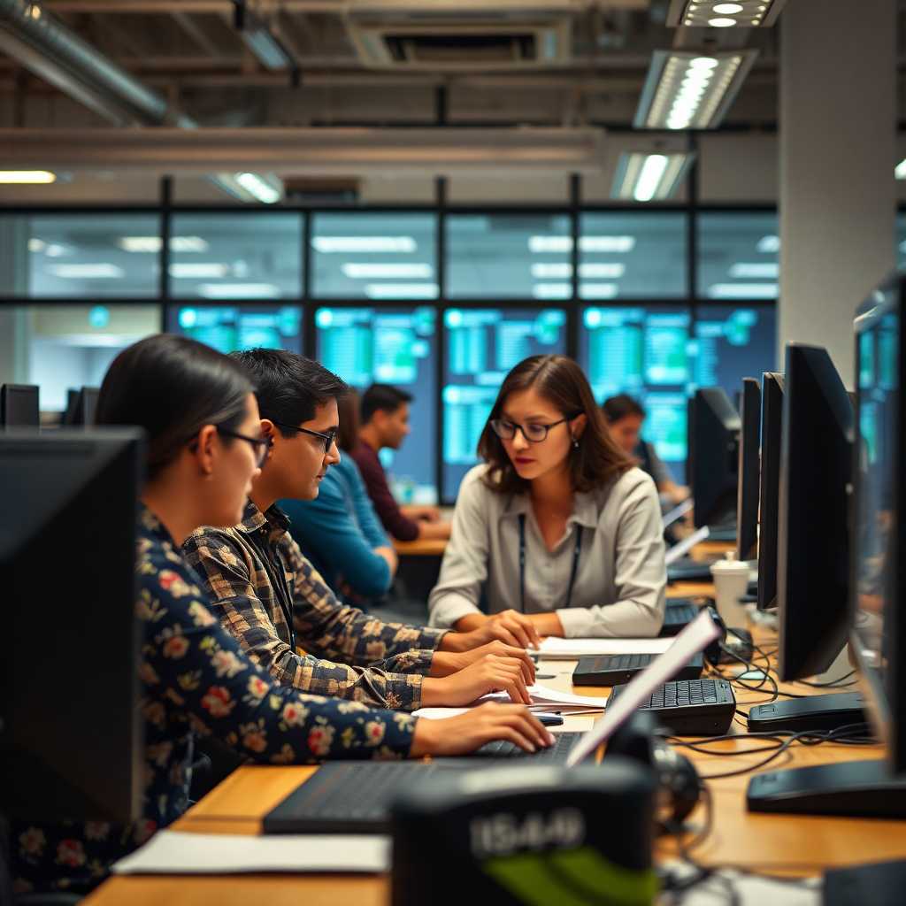 Busy Local IT Training Center staff managing texts
