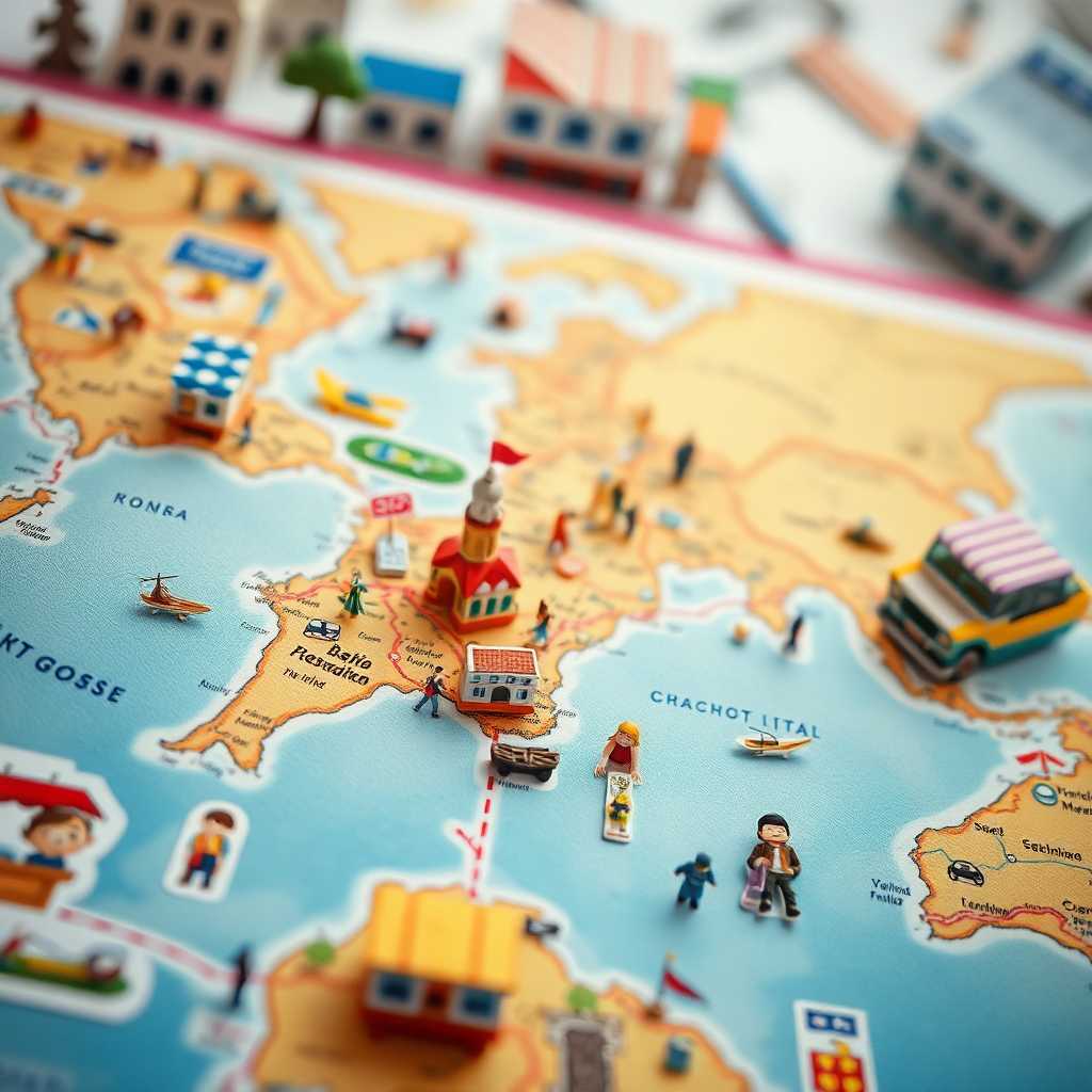 A map with highlighted tourist attractions