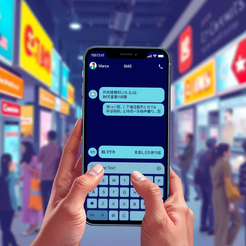 Illustration of SMS interface with multi-lingual options