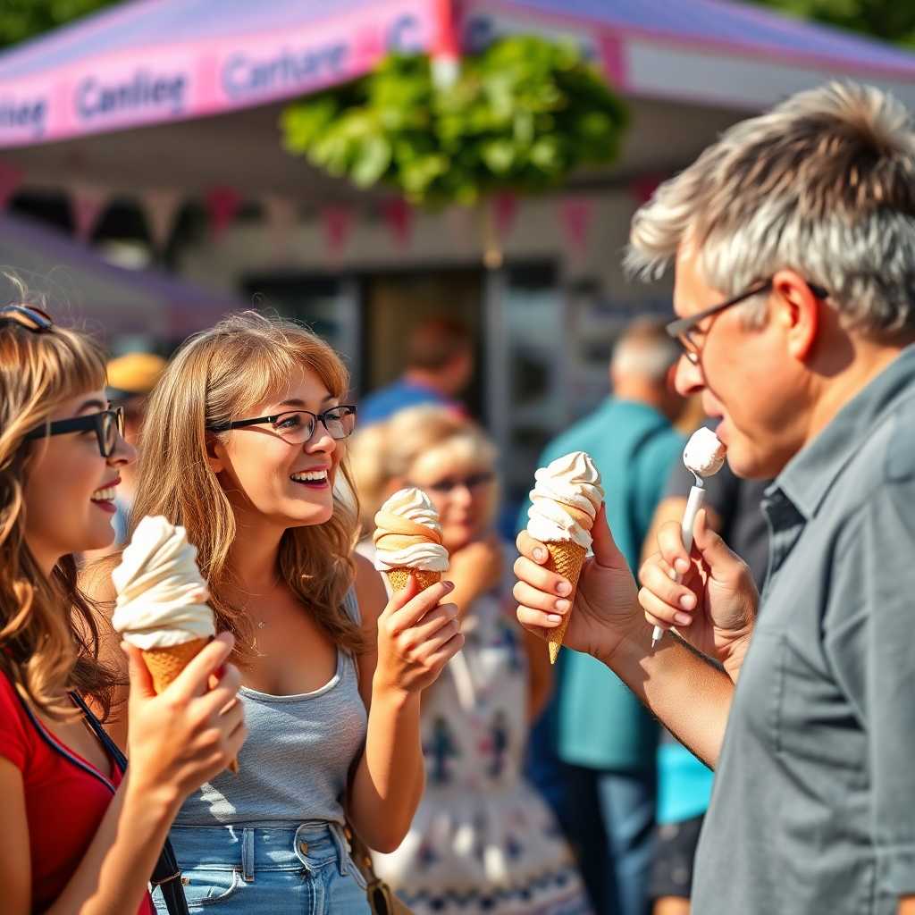 Group of People Enjoying Ice Cream at a Community Event