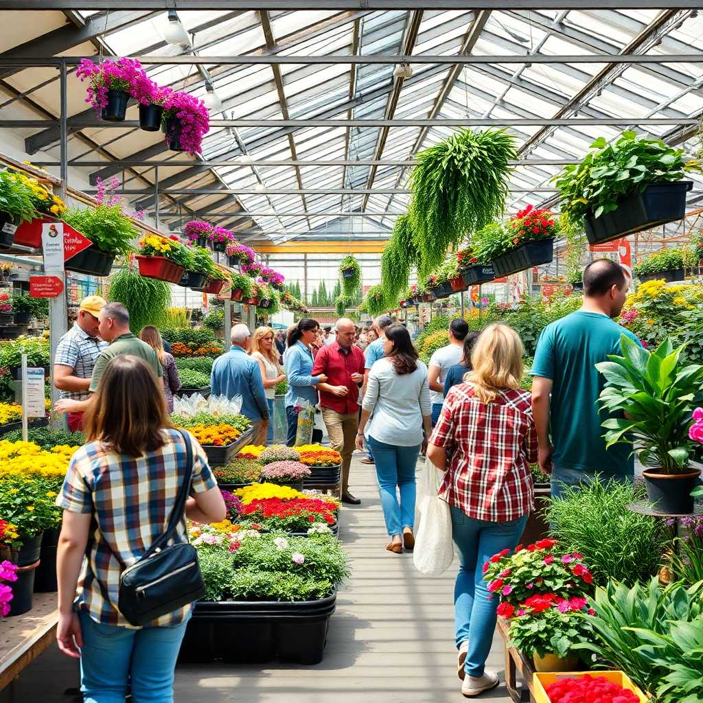 Garden center bustling with customers