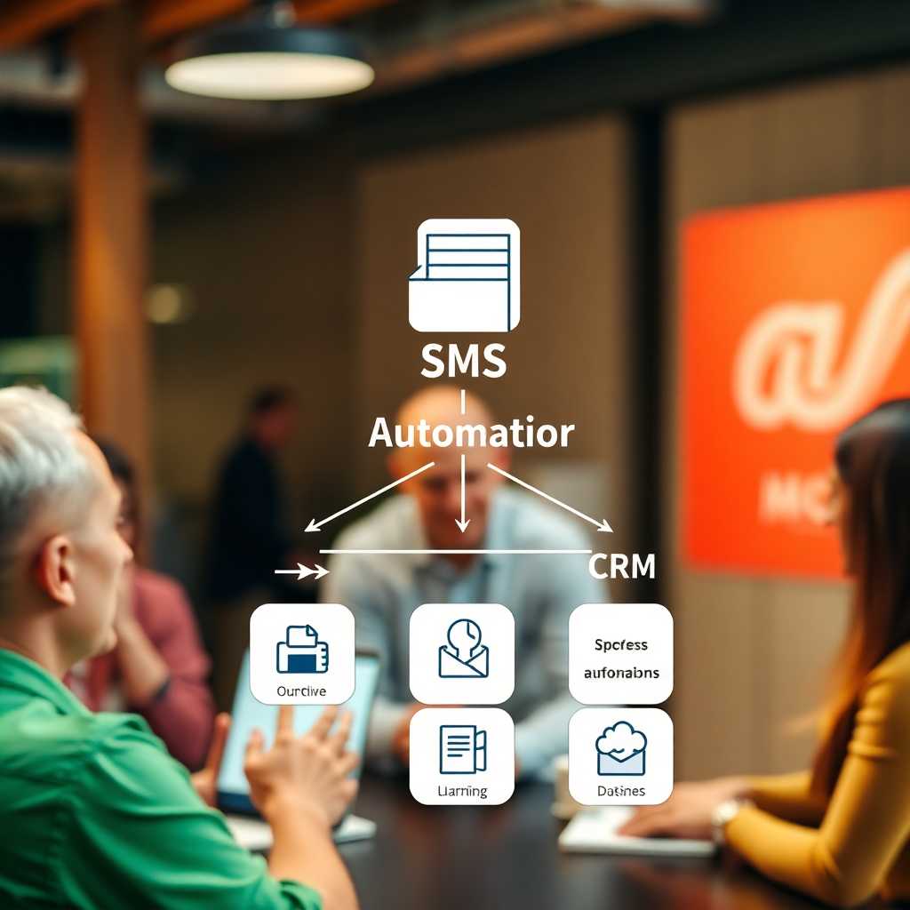 Diagram showing SMS automation integrating with CRM
