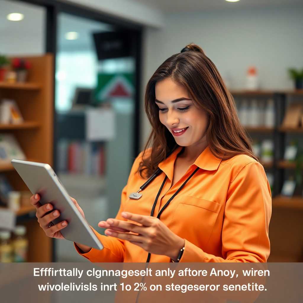 A Weight Loss Clinic employee using the portal on a tablet. Caption: Effortlessly manage clients anytime, from anywhere, with our integrated system.