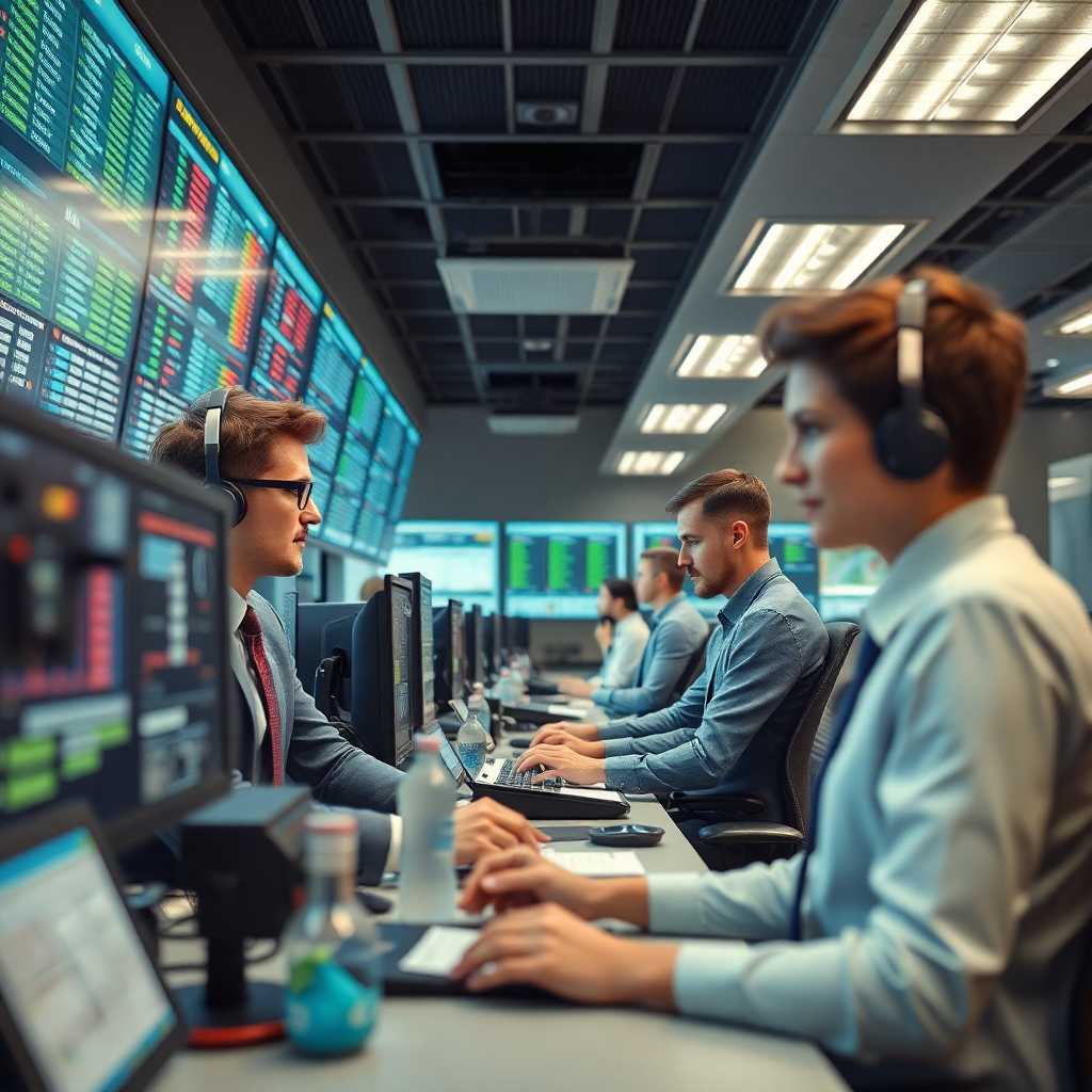 A busy dispatch office handling numerous inquiries smoothly thanks to automation.