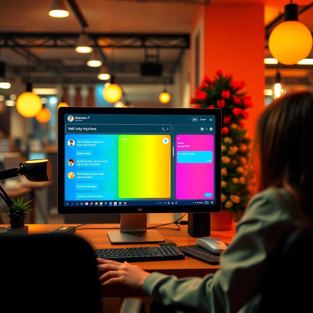 A stylish interface of a desktop portal managing SMS inquiries.
