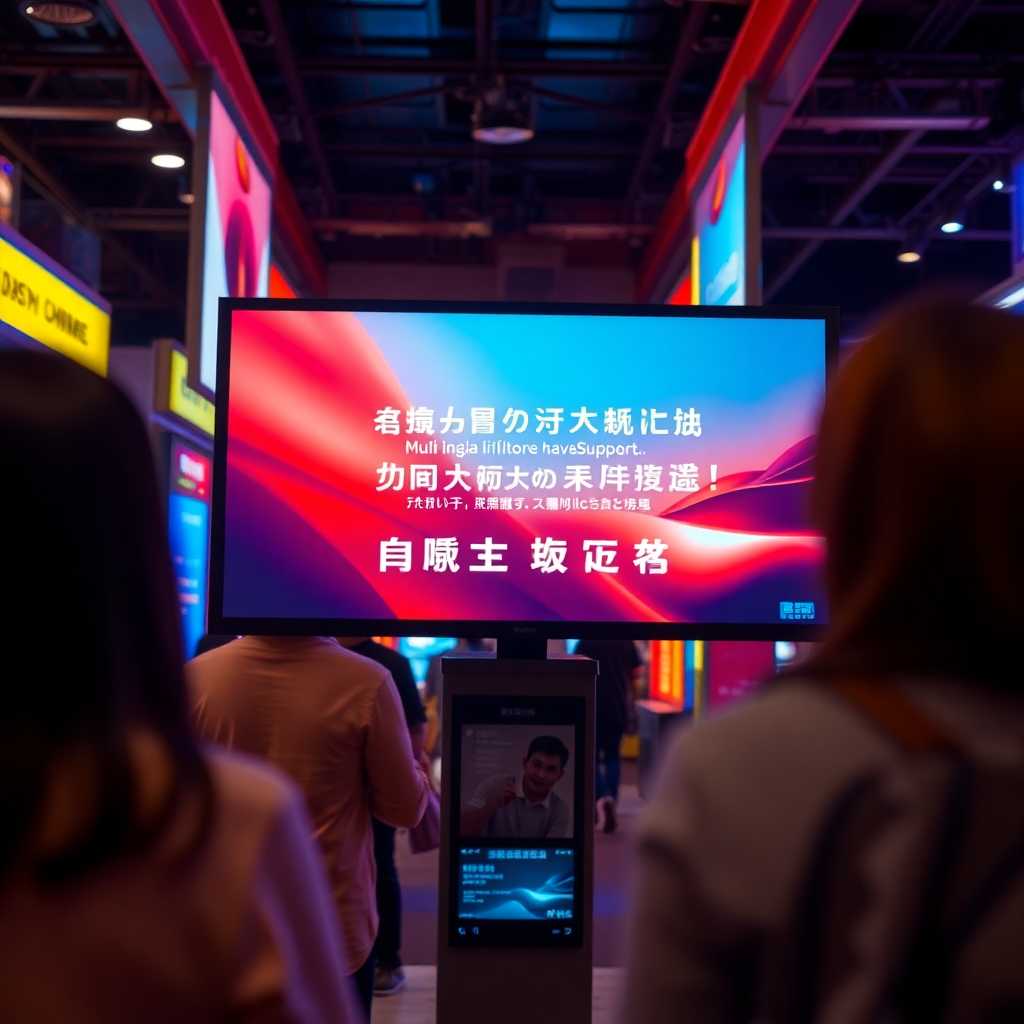 Screen showing multilingual text support in action