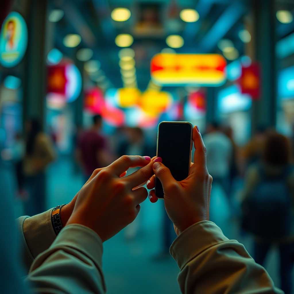 Hands scrolling through SMS-based inquiries