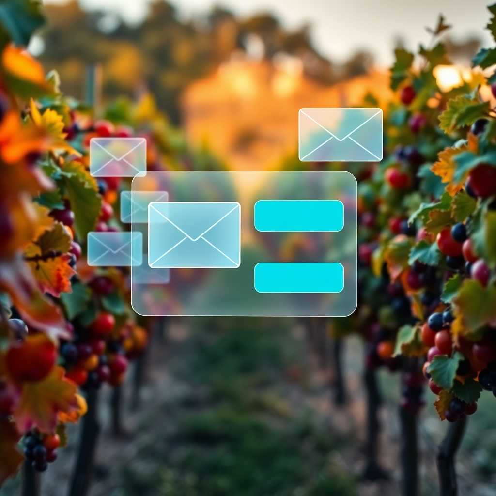 Visual of email and message notifications conveying a vineyard’s integrated communication system