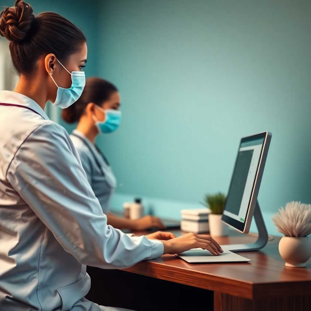 Medical spa staff using desktop for appointment management