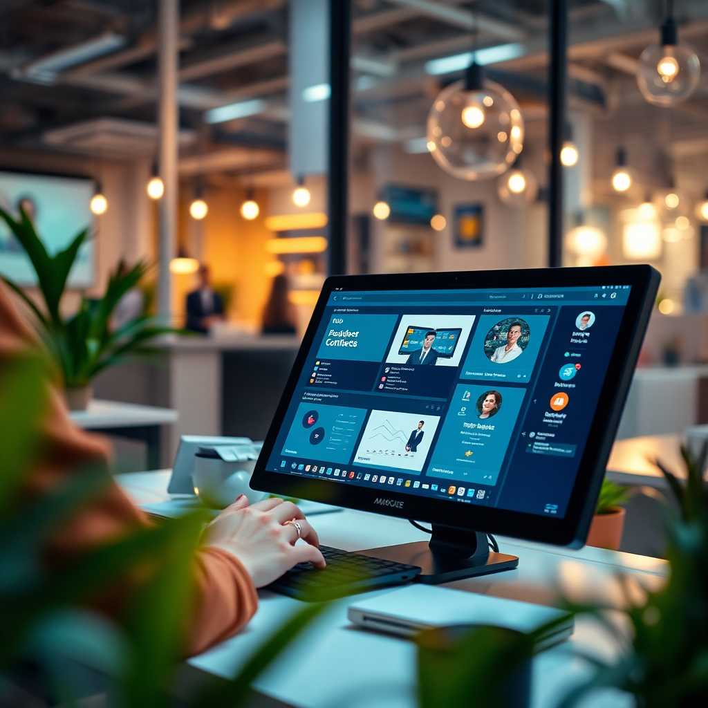 Person using a desktop portal to manage business communications