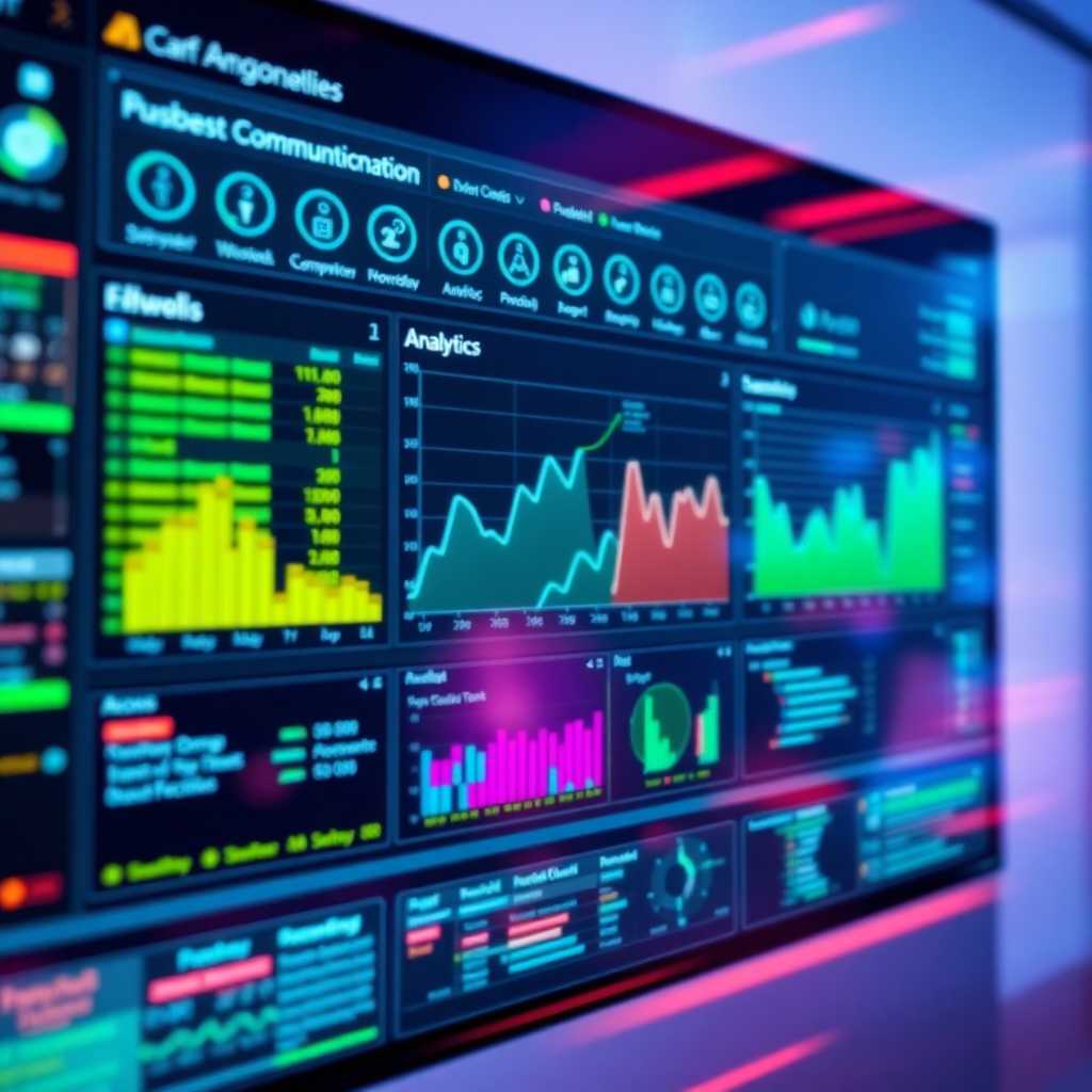 An interactive dashboard display illustrating data analytics from customer communication logs