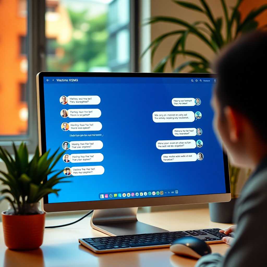 Sleek desktop portal displaying real-time SMS interactions