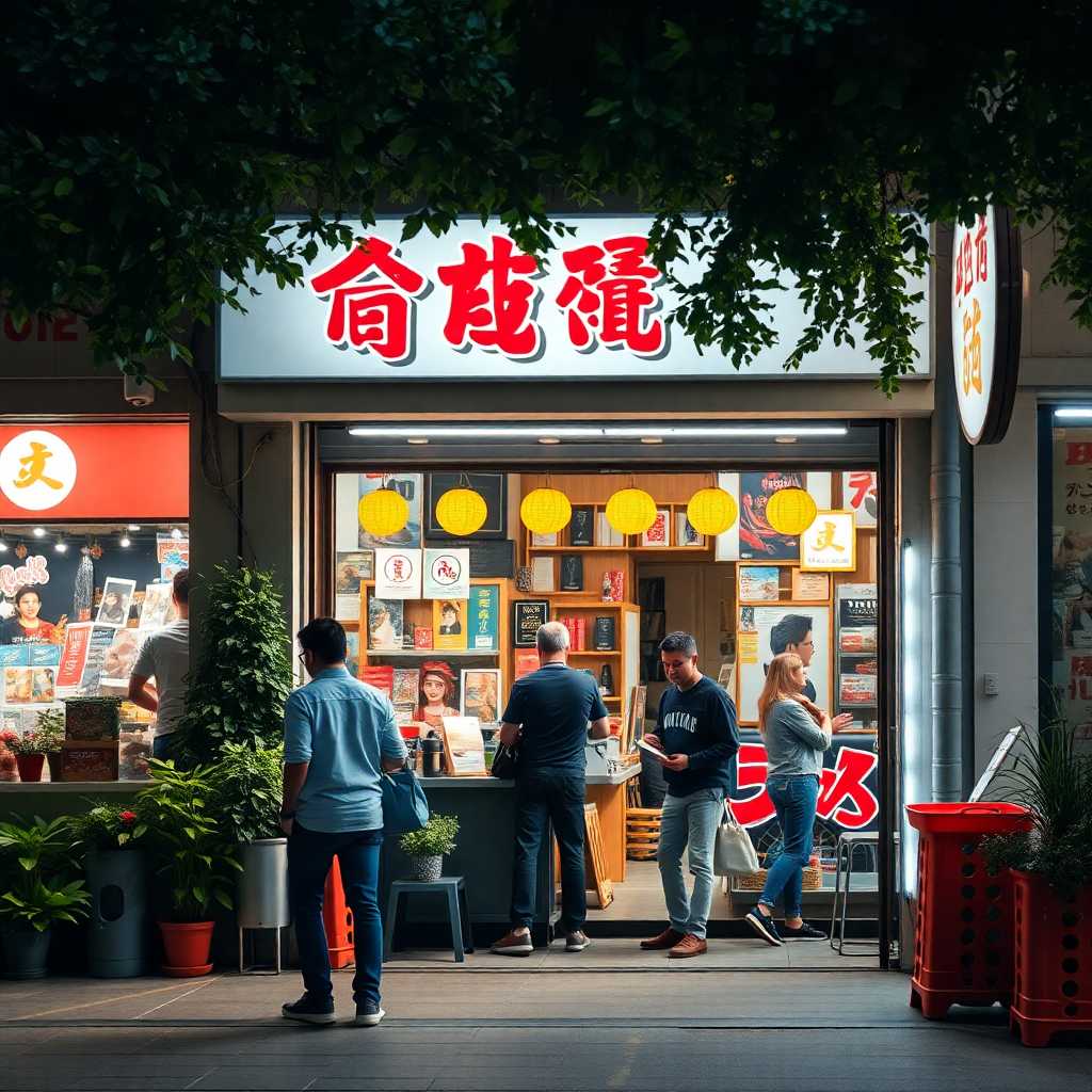 A busy landscape lighting storefront with customers and staff actively working