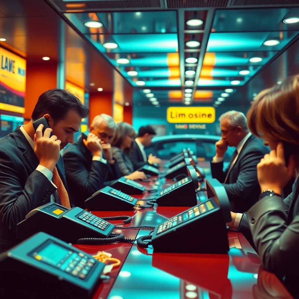 A busy limousine service desk with ringing phones