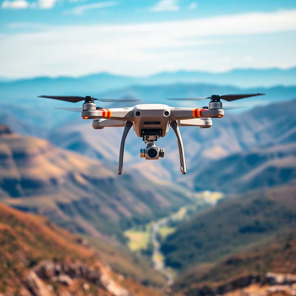 Drone capturing a stunning landscape.