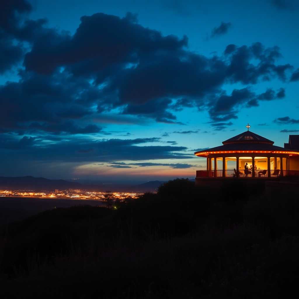 Elegant landscape lighting captured at dusk
