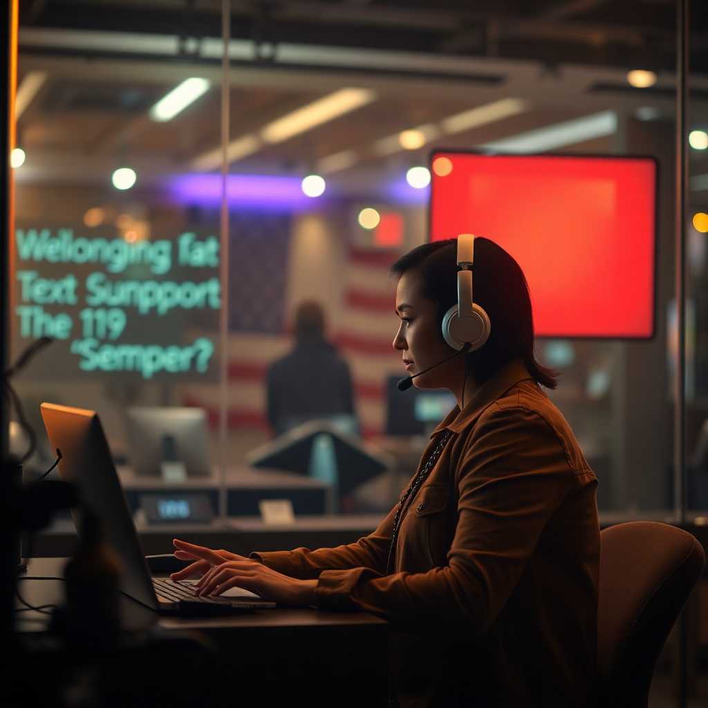 Customer service rep using TextSupport interface.