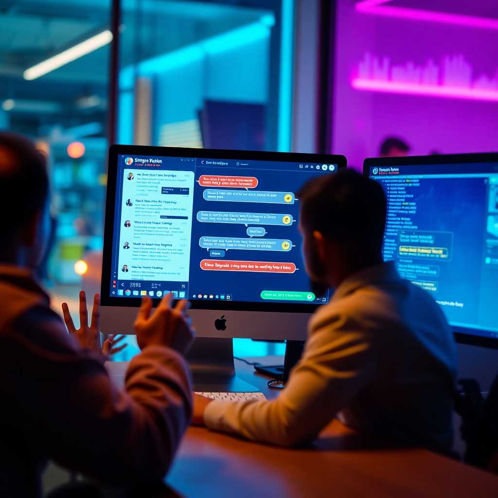 Employee tracking real-time SMS interactions on a desktop screen