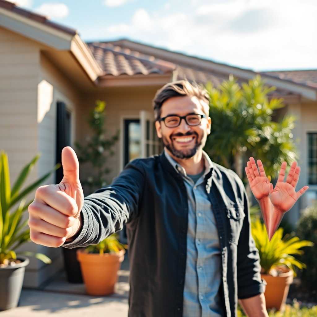 A happy client giving a thumbs-up after a successful property shoot