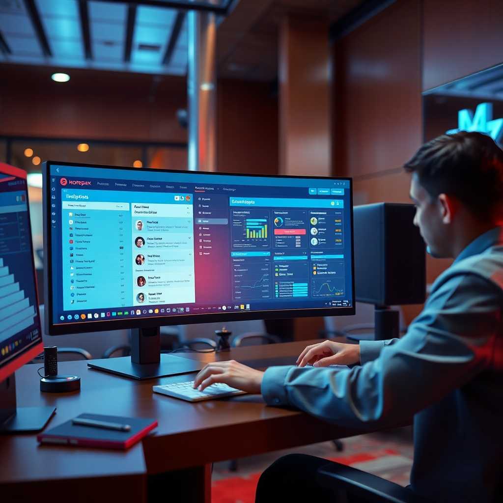Visual of a sleek, interactive desktop portal managing customer inquiries