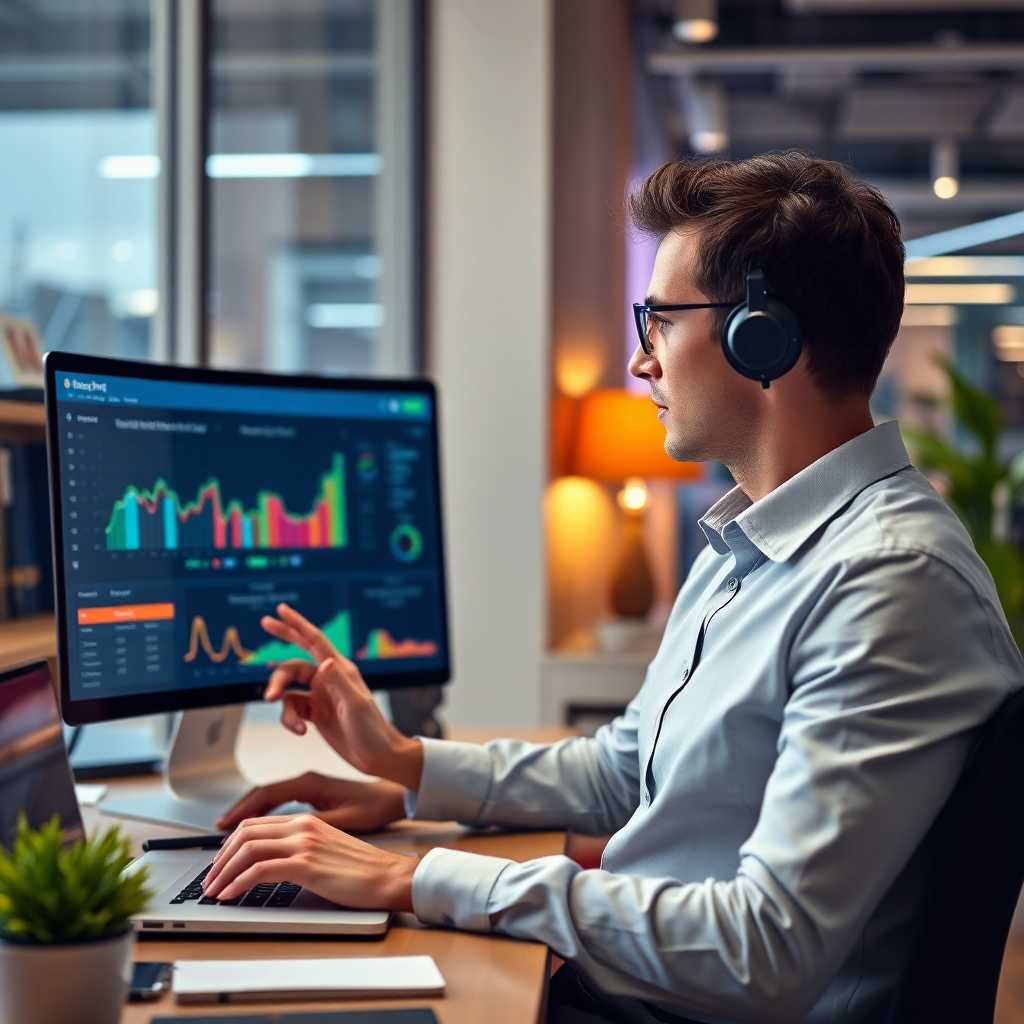 Business owner reviewing TextSupport Sales PRO dashboard