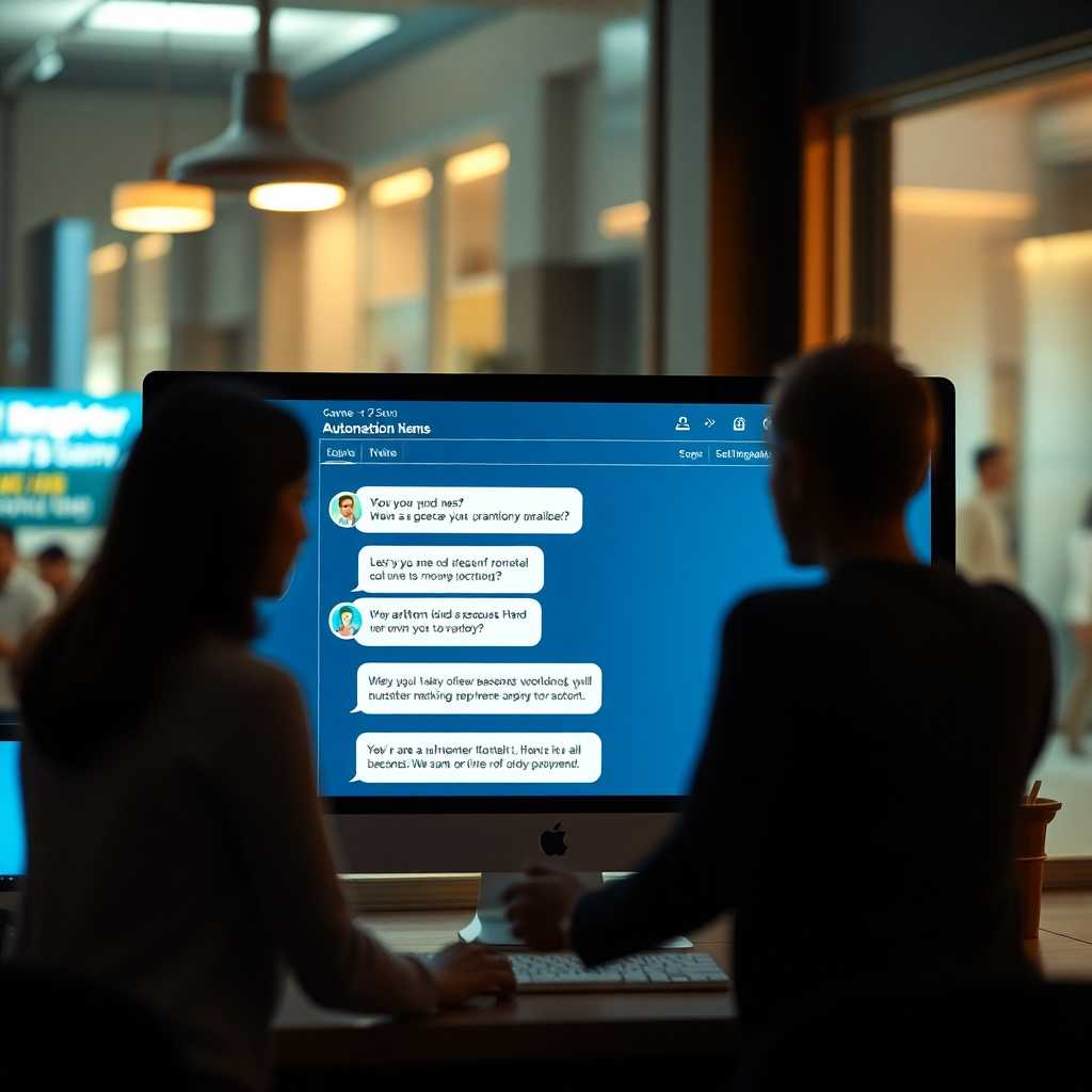 A desktop portal showing SMS automation dialogues