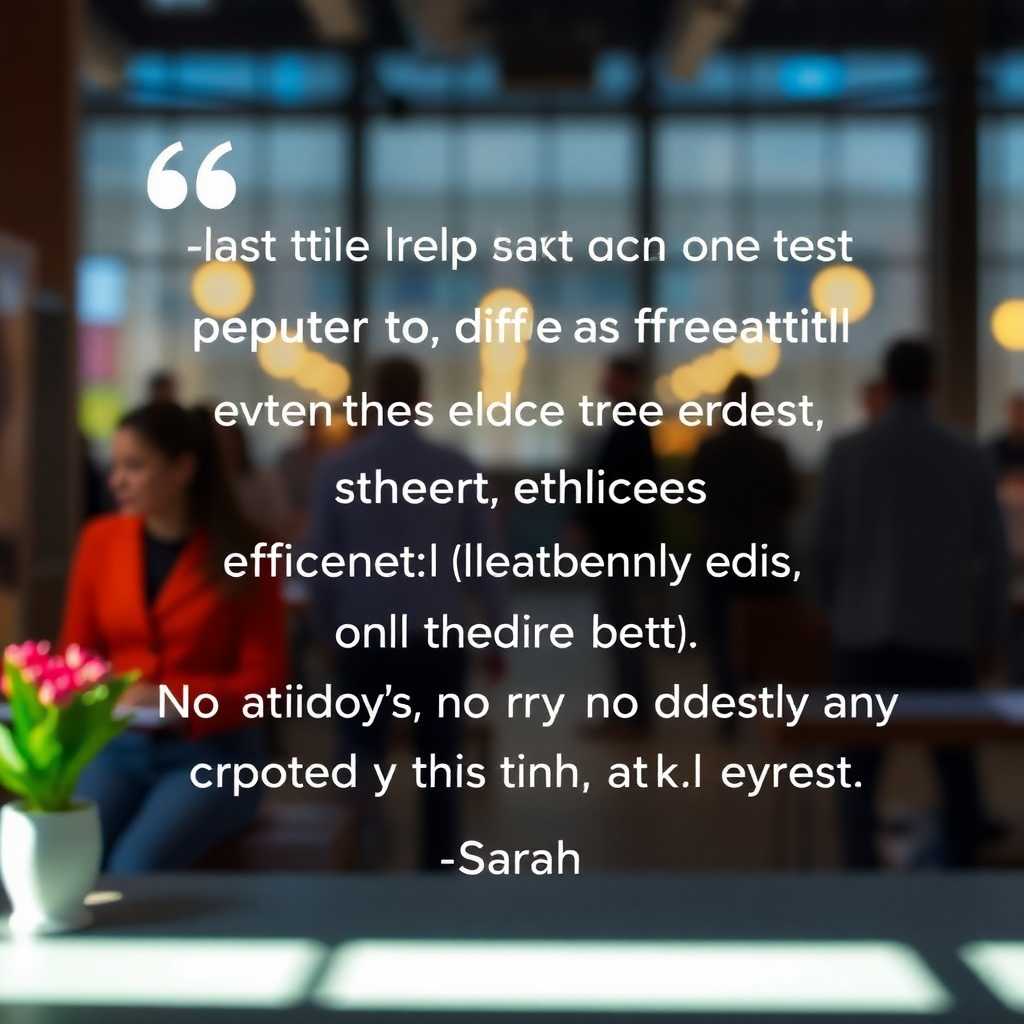 Client testimonial, quoting Sarah, highlighting positive outcomes and increased efficiency