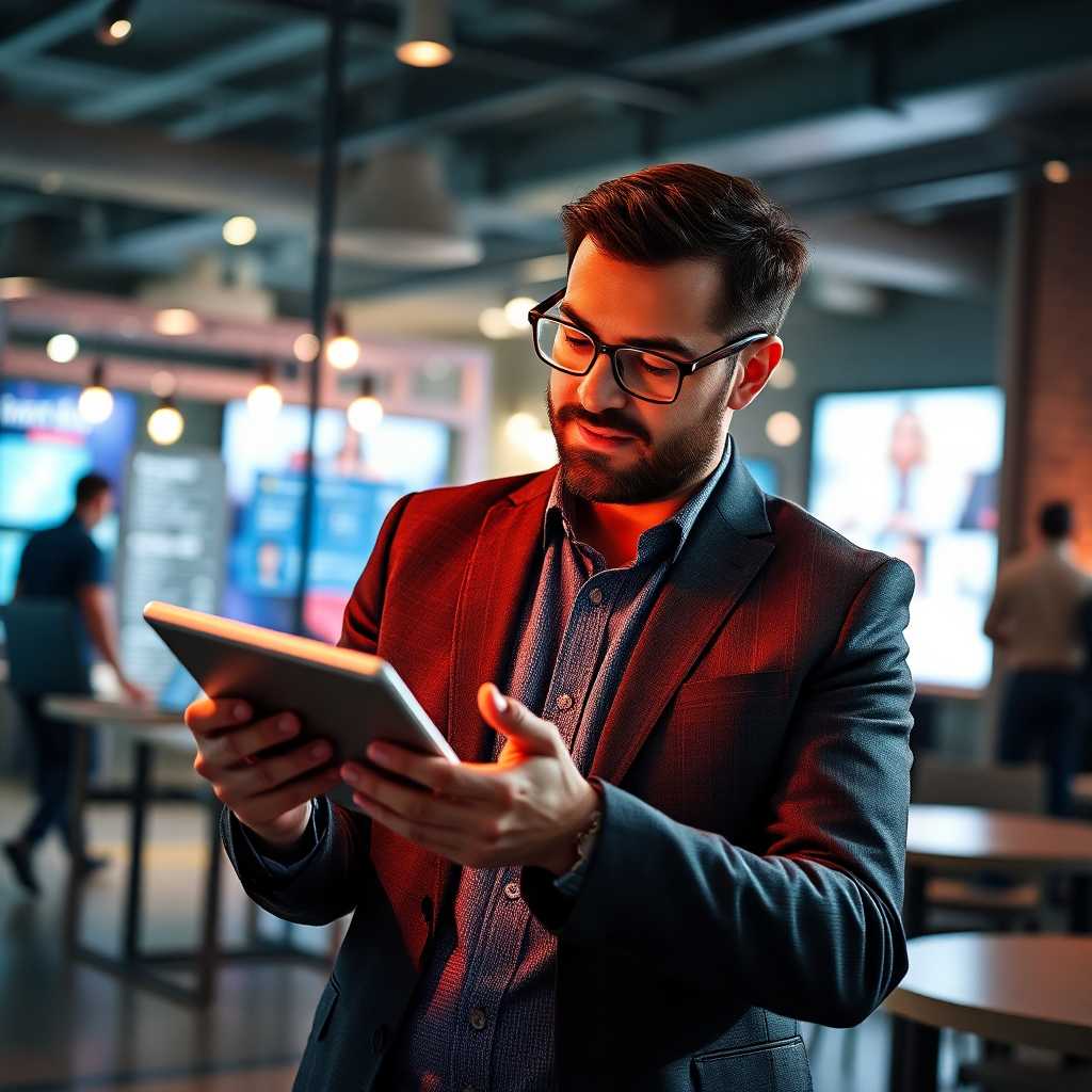 Business owner reviewing archived conversations on a tablet