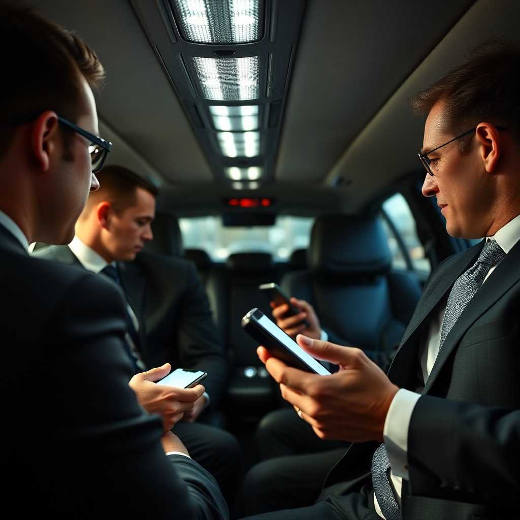 Limousine drivers efficiently managing schedules with mobile devices