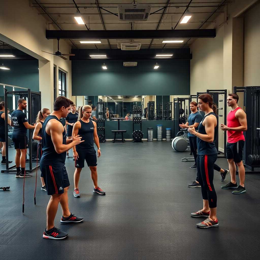 A Personal Training Studio with trainers and clients engaged in a session