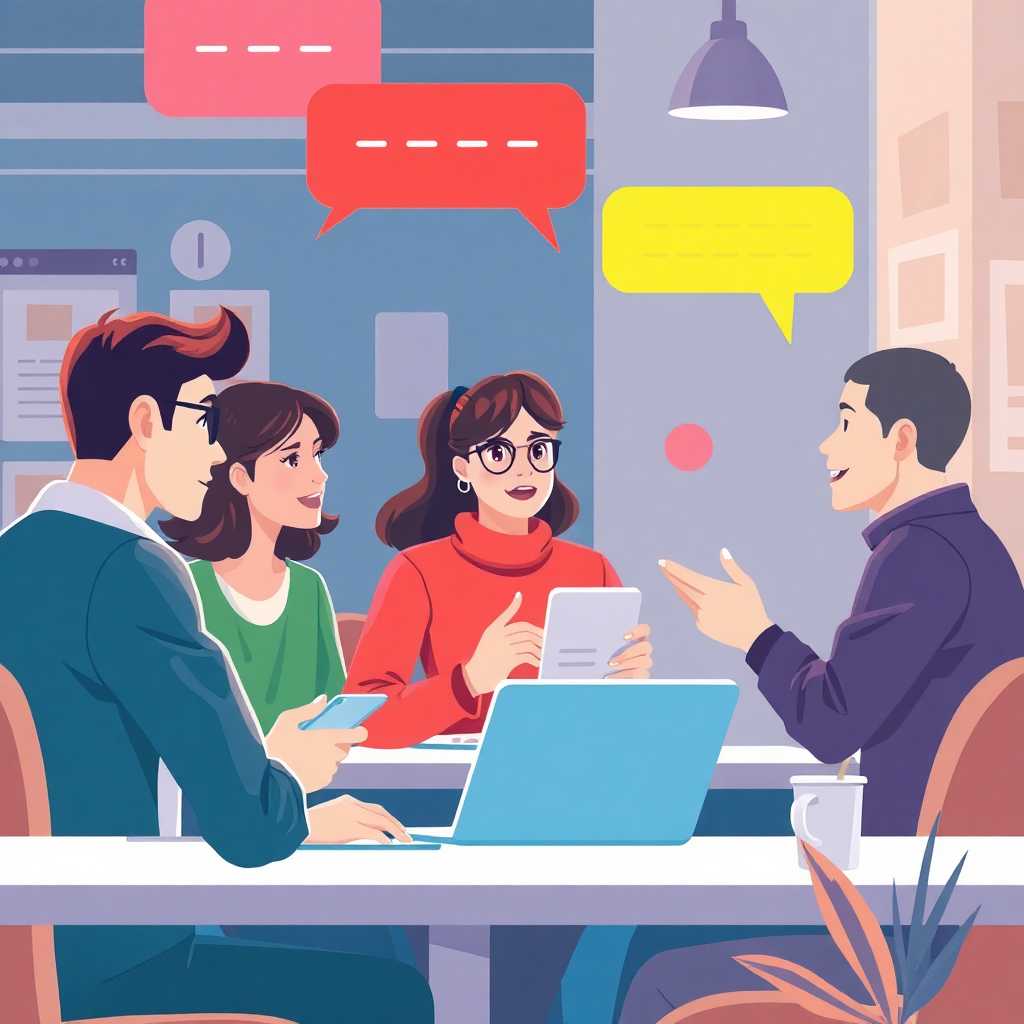 Multilingual customer chat illustration with language flexibility