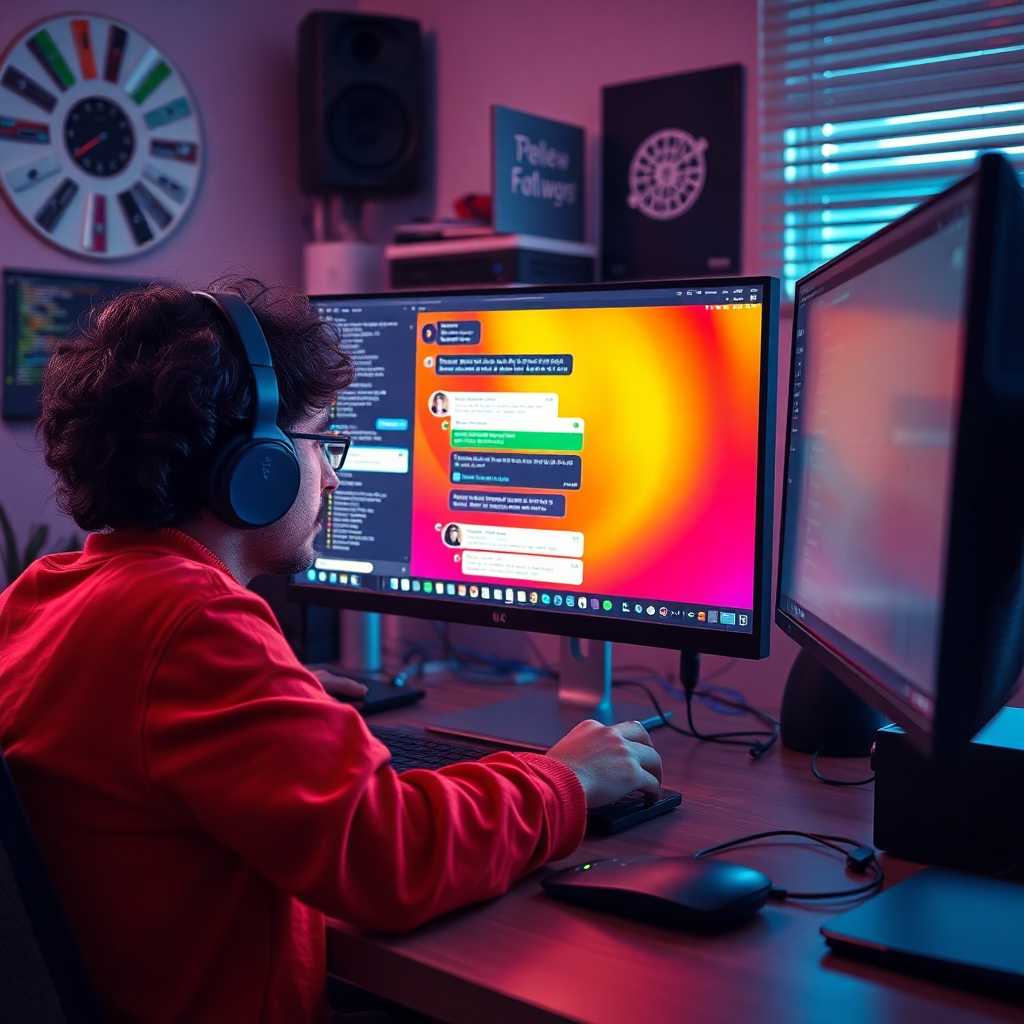 Designer reviewing archived client chat on a desktop setup