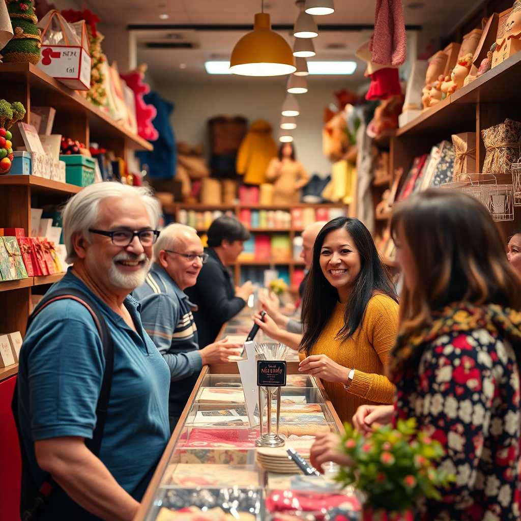 Happy customers at a well-managed gift shop