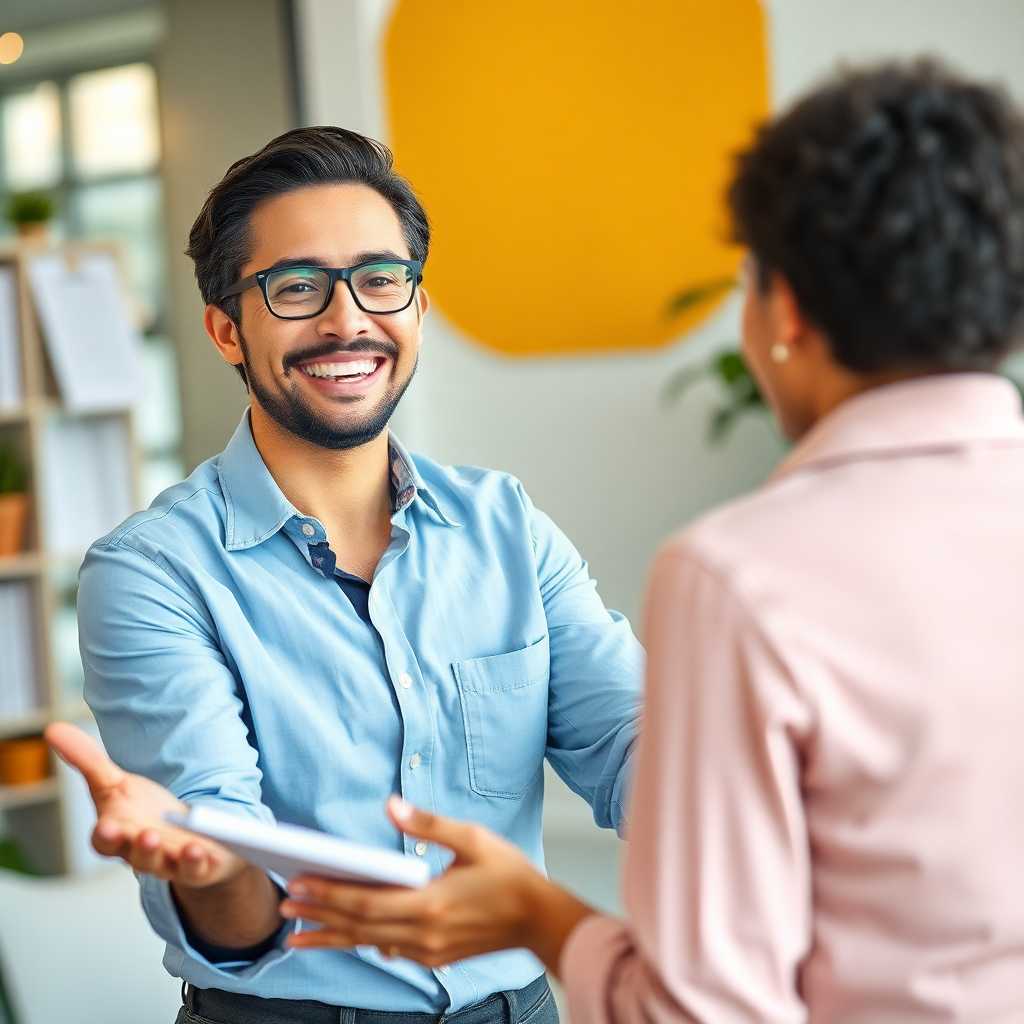 A delighted consultant showing off organized client scheduling