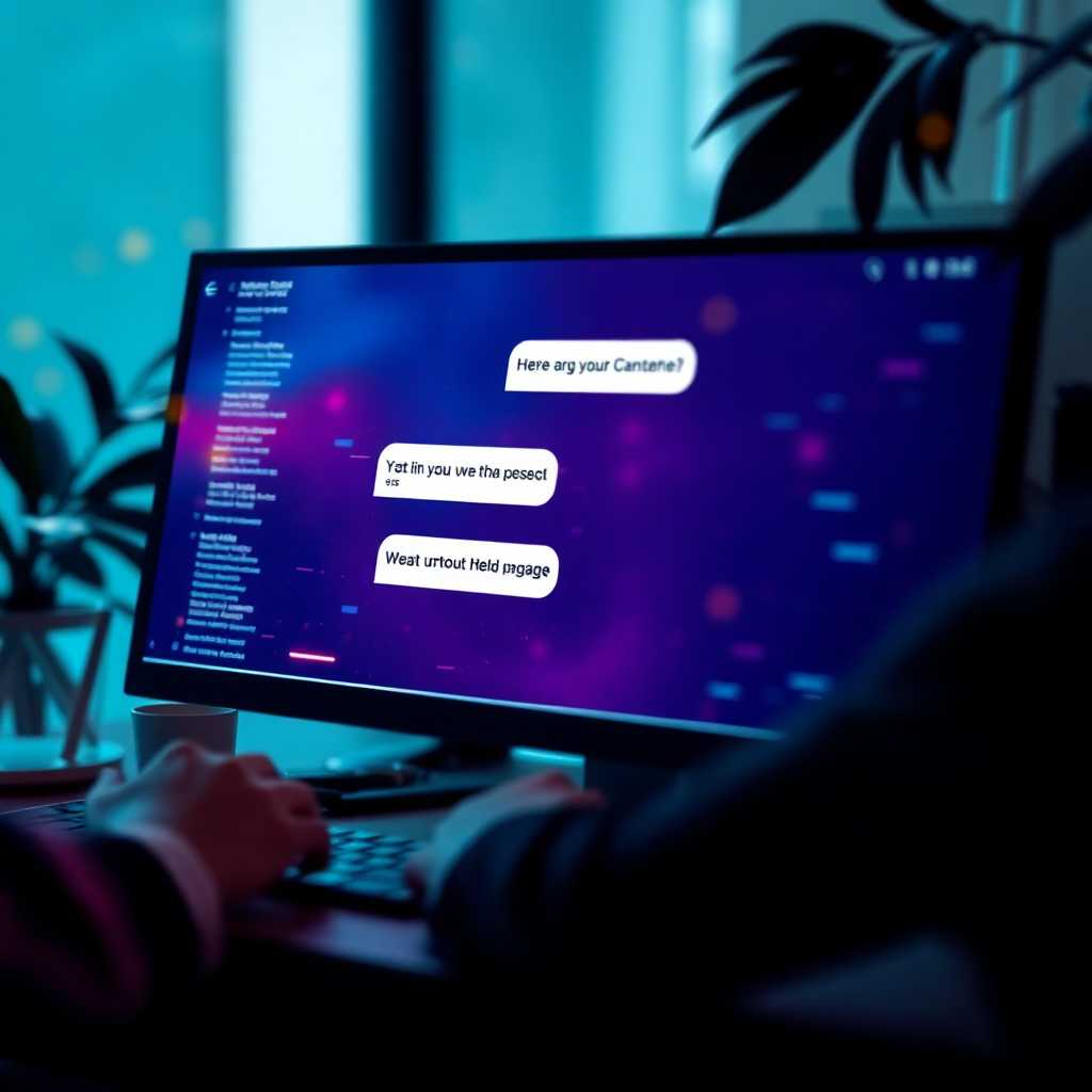 Illustration of SMS conversations being managed on a desktop interface