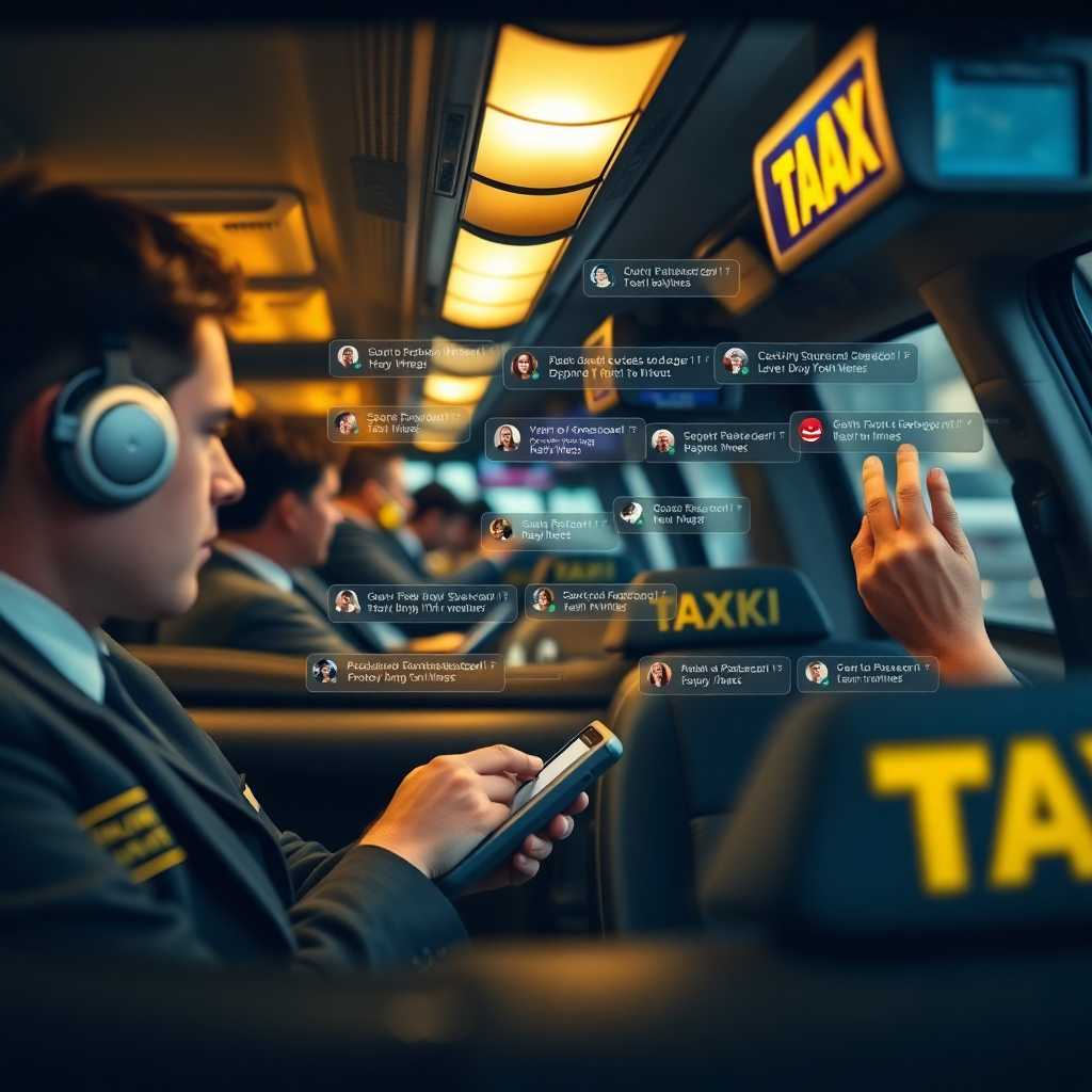 A busy taxi dispatcher handling multiple incoming texts and calls.