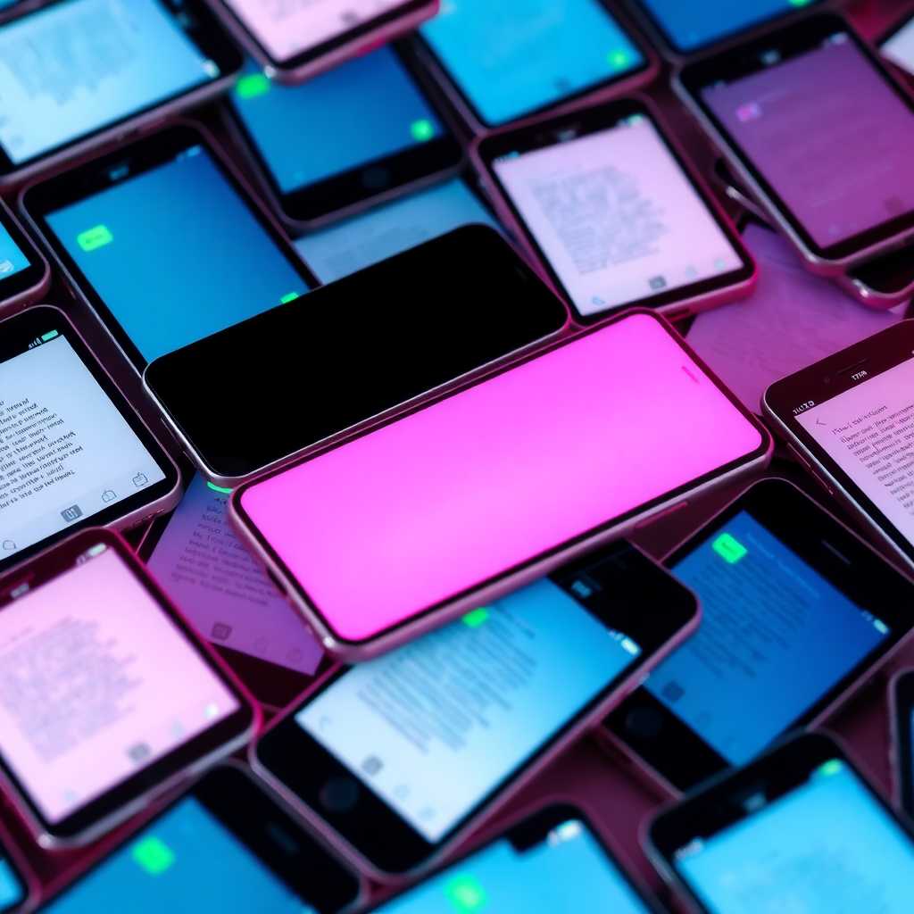 Overlapping phones illustrating the continuous flow of text messages